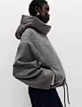 Wool Blend Textured Padded Hood Jacket