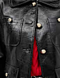 Faux Leather High Shine Collared Jacket