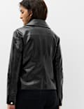 Faux Leather High Shine Collared Jacket