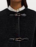 Faux Fur Buckle Trim Coat