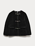 Faux Fur Buckle Trim Coat