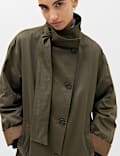 Cotton Rich Waxed Tie Neck Car Coat