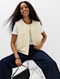 Padded Tie Neck Hooded Gilet