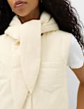 Padded Tie Neck Hooded Gilet