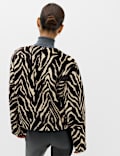 Jaket Pendek Motif Zebra Bulu Imitasi