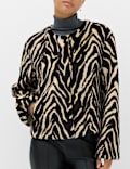 Jaket Pendek Motif Zebra Bulu Imitasi