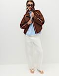 Contrast Piped Funnel Neck Windbreaker Jacket