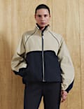 Contrast Piped Funnel Neck Windbreaker Jacket