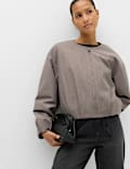 Collarless Bubble Hem Jacket