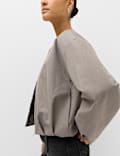 Collarless Bubble Hem Jacket