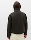Suedette Funnel Neck Zip Through Jacket
