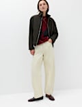 Suedette Funnel Neck Zip Through Jacket