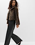 Faux Fur Funnel Neck Cropped Jacket