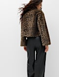 Faux Fur Funnel Neck Cropped Jacket