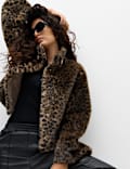 Faux Fur Funnel Neck Cropped Jacket