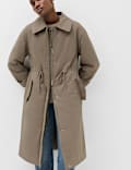 Cotton Rich Faux Fur Trim Longline Parka