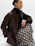 Faux Leather Collared Jacket