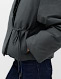 Feather & Down Funnel Neck Short Puffer Jacket