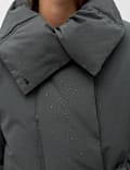 Feather & Down Funnel Neck Short Puffer Jacket