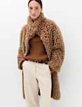 Mongolian Faux Fur Shearling Longline Coat