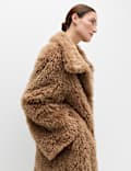 Mongolian Faux Fur Shearling Longline Coat