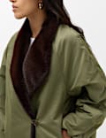 Satin Padded Faux Fur Lined Bomber Jacket