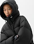 Feather And Down Hooded Longline Puffer Coat