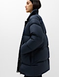 Feather and Down Faux Fur Collar Coat