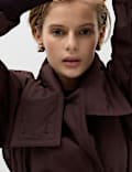 Pure Cotton Thermowarmth Belted Funnel Neck Coat