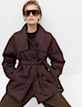 Pure Cotton Thermowarmth Belted Funnel Neck Coat