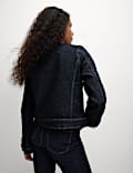 Chaqueta denim abotonada sin cuello