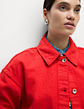 Pure Cotton Cropped Denim Shacket