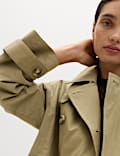 Cotton Rich Double Breasted Short Trench Coat