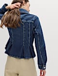 Denim Peplum Collared Jacket