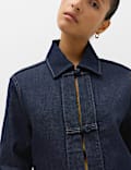 Chaqueta denim de mezcla de lyocell y algod&oacute;n con nudo en la parte delantera