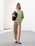 Cotton Blend Crew Neck Sweatshirt