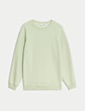Cotton Blend Crew Neck Sweatshirt