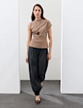 Pure Cotton Ruched Asymmetrical Top