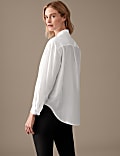 Silk Blend Collared Long Sleeve Shirt