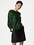 Sequin Round Neck Blouse