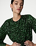 Sequin Round Neck Blouse