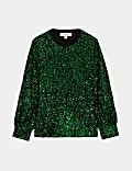 Sequin Round Neck Blouse