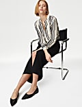 Blouse en cupro à col cranté et rayures