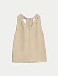 Linen Blend Halter Neck Top