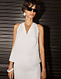 Linen Blend Halter Neck Top