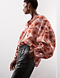 Blusa abotonada de modal estampada