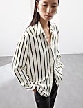 Modal Blend Striped Collared Shirt