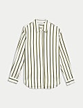Modal Blend Striped Collared Shirt