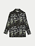 Cupro Rich Animal Print Collared Blouse