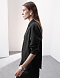 Wool Blend Embellished Long Sleeve Shirt